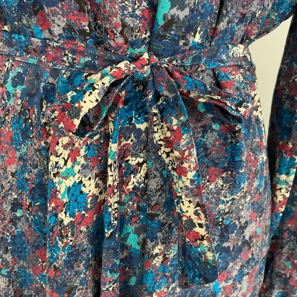Liberty Art Fabrics Silk Dress Abstract Watercolour Print Size 12 Long Sleeve - Picture 5 of 10